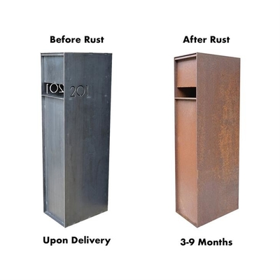 Custom Modern Standing Residential Curbside Rusty Corten Steel Letter Box