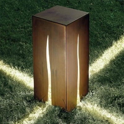 Laser Cutting Art Decoration Led Lighting Corten Steel Rusty Bollard Light