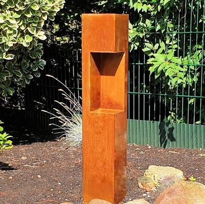 Multicolour Rusty Corten Metal LED Bollard Lighting Box For Yard Garden