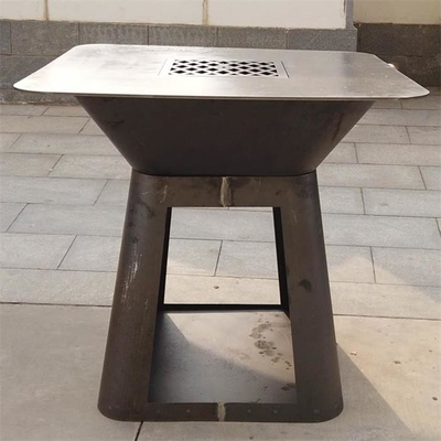 Black Painted Wood Burning Outdoor Cooking Square Steel Fire Pit Bbq Grill