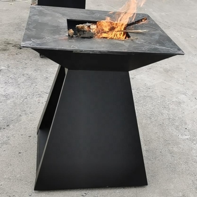 Black Painted Wood Burning Outdoor Cooking Square Steel Fire Pit Bbq Grill