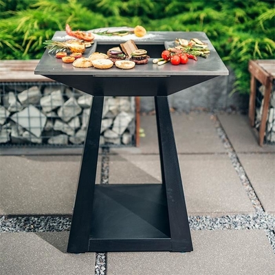 Black Painted Wood Burning Outdoor Cooking Square Steel Fire Pit Bbq Grill