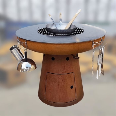 Outdoor Cooking Barbecue Wood Burning Corten Steel Fireplace Charcoal Grill