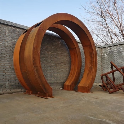 Decorative Large Rust Metal Moon Gate Corten Steel Garden Art Sculpture