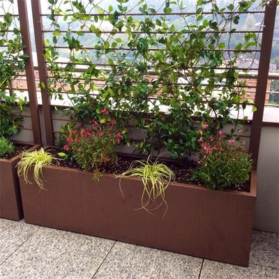 Large Rectangular Corten Steel Decorative Panel and Planter Box For Garden