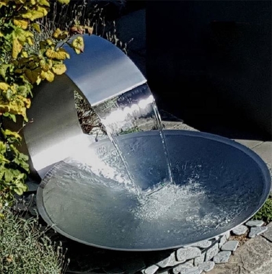 Modern Metal Sculpture Garden Art Stainless Steel Water Bowl Fountain