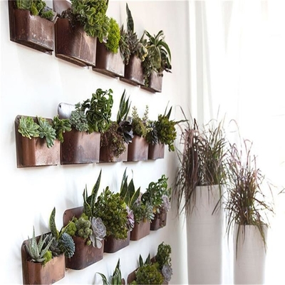 Vertical Wall Hanging Corten Steel Planter Boxes For Metal Wall Decoration