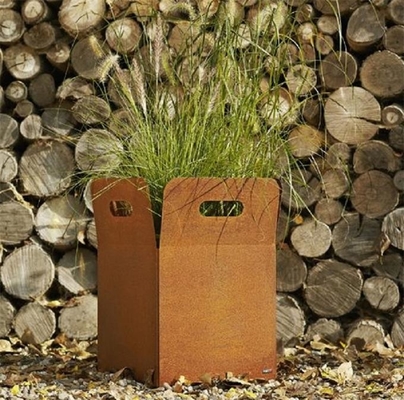 Natural Rusty Color Smart Corten Steel Flower Planters Pot With Drain Holes