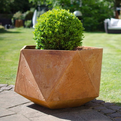 Large Hexagonal Garden Pots Container Corten Metal Flower Planters For Patios