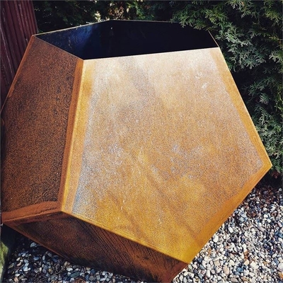 Large Hexagonal Garden Pots Container Corten Metal Flower Planters For Patios