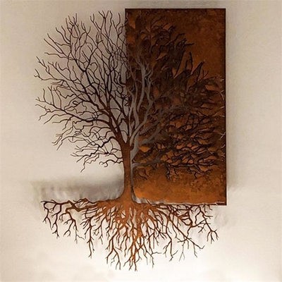 Living Room Decoration Tree Of Life Wall Metal Art Corten Steel Wall Decor