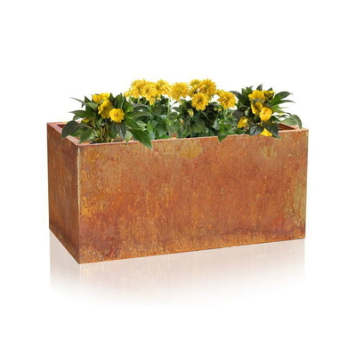 Outdoor Long Metal Rectangle Planter Box Corten Steel Rectangle Trough Planter