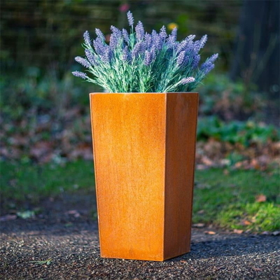 1000mm Heavy Duty Tapered Metal Planter Pots Corten Steel Tall Cube Planter