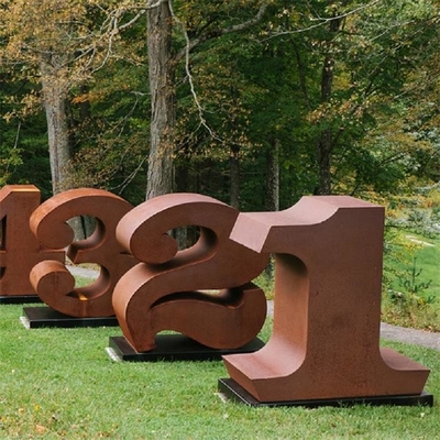 Contemporary Decoration Letter Number Design Corten Steel Metal Art Sculpture