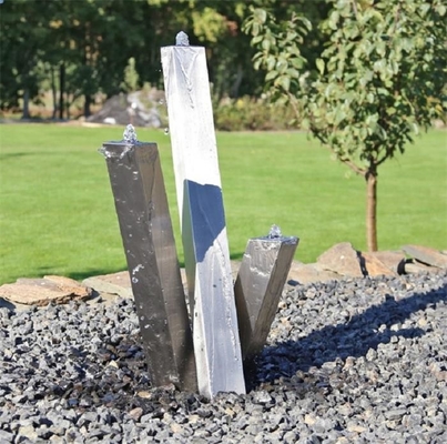 Public Decorative Brushed Finish Stainless Steel Square Column Water Feature