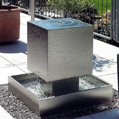 Public Decorative Water Black Cascading Stainless Steel Cube Water Fountain