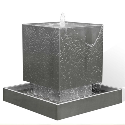 Public Decorative Water Black Cascading Stainless Steel Cube Water Fountain