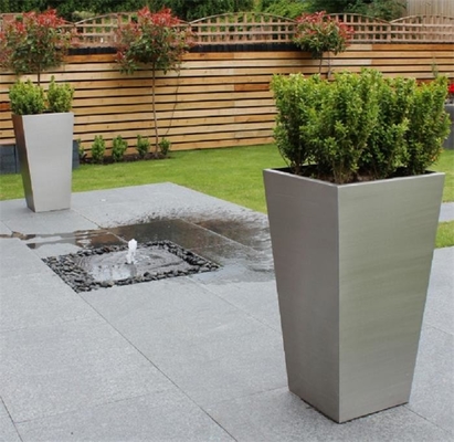 Contemporary Brushed Tapered Stainless Steel Planter Box For Indoor And Outdoor