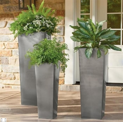 Contemporary Brushed Tapered Stainless Steel Planter Box For Indoor And Outdoor