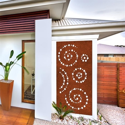 Heigh 180cm Decorative Oxy Shield Spiral Pattern Corten Steel Spiral Screen Panel