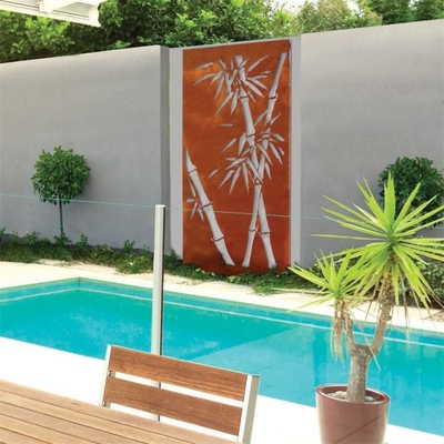 Garden Wall Mounting Bamboo Design Rustic Decorative Corten Steel Panels