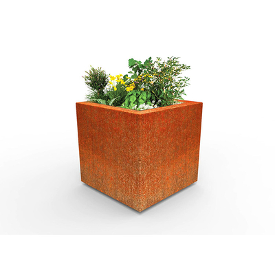 Large Metal Garden Pots Rusty Square Corten Steel Flower Planter Boxes