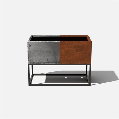 Outdoor Solid Metallic Rectangle Corten Steel Raised Garden Bed Planter And Stand