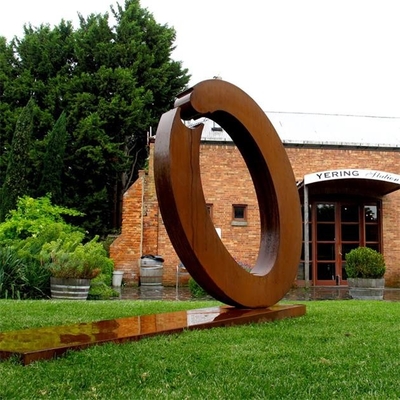 Outdoor Rustic Modern Abstract Large Ring Corten Steel Metal Art Sculpture