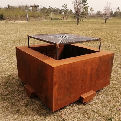 120cm Larger Outdoor Heating Square Corten Steel Wood Burning Fire Pit Table