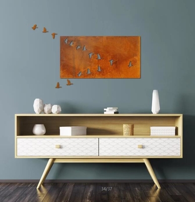 Industrial Home Decoration Geese Metal Wall Corten Steel Metal Birds Wall Art