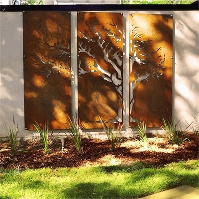 Laser Cutting Decorative Garden Room Divider Panels Corten Steel Privacy Screen